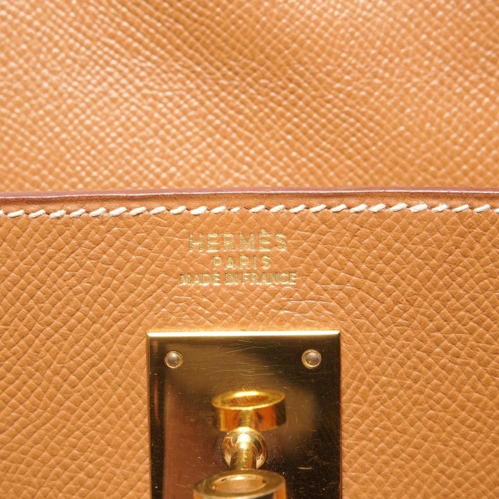 Hermes Kelly 32 2020, Y stamp, gold courchevel leather handbag, brown. - Picture 9 of 14